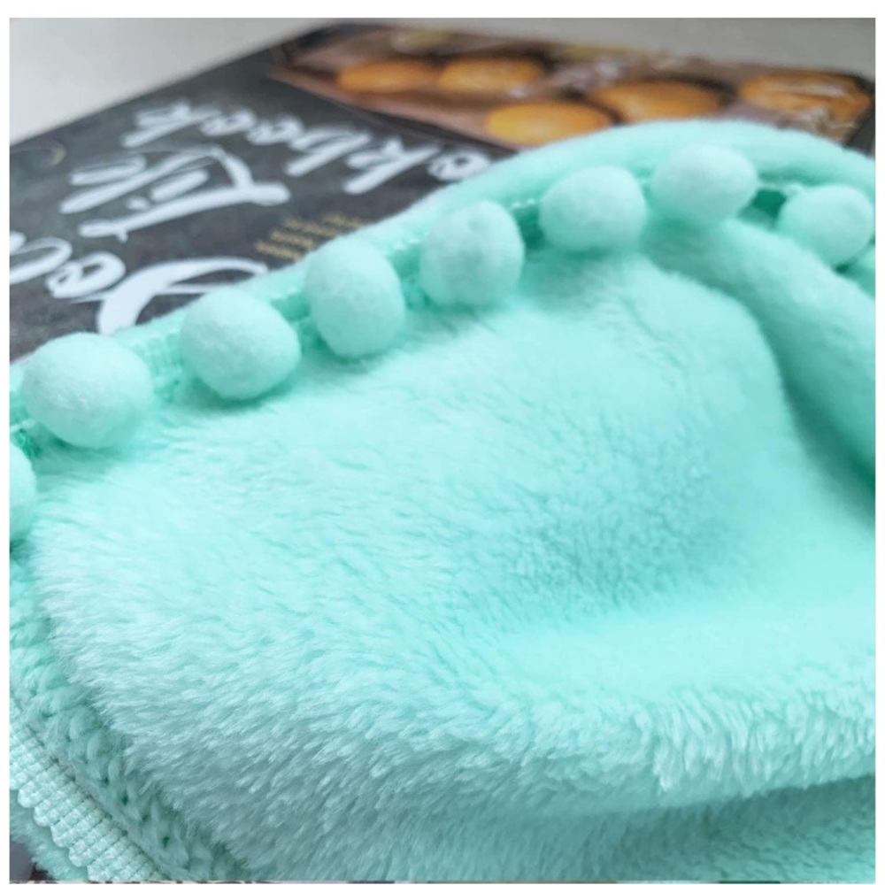 Vibrant Mint Green Pompom Fringe Chic Cozy Soft Throw Blanket/Cover - Picture 6 of 16